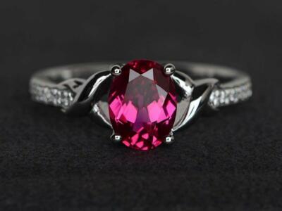 2.7ct Lab-Created Pink Ruby Engagement Ring White Gold Plated Accents Solitaire