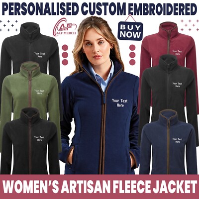 Personalisierte bestickte Premier Damen Artisan Fleecejacke Zwei-Wege-Reißverschluss