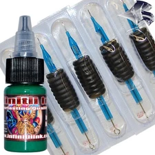 5 Round Liner Needle-Tube Combo (5 Pack) + Infinitii Mula Green 1/2oz