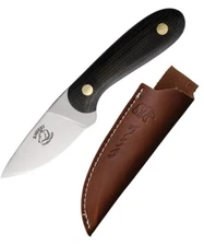 B Merry Hunter Fixed Knife 3" AUS-8 Steel Full Blade Black Canvas Micarta Handle
