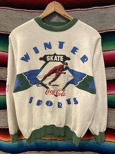 Vintage 80s Coca Cola Winter Sports Skaing Crewneck Sweatshirt Small 20x24 AOP