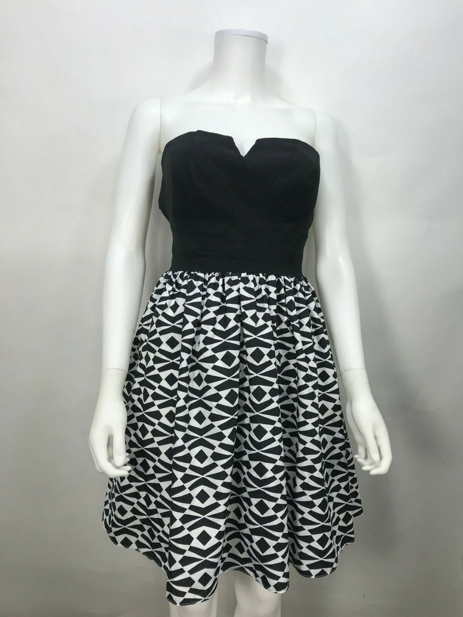 Aidan Mattox Party Black and White Dress Cutout Strapless Size 12 | eBay