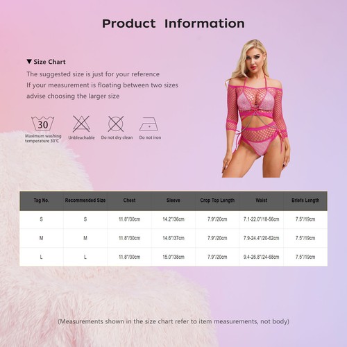 Damen Transparent Dessous Set Fischnetz Bauchfrei Top Mit Hollow Out Panties - Picture 14 of 28