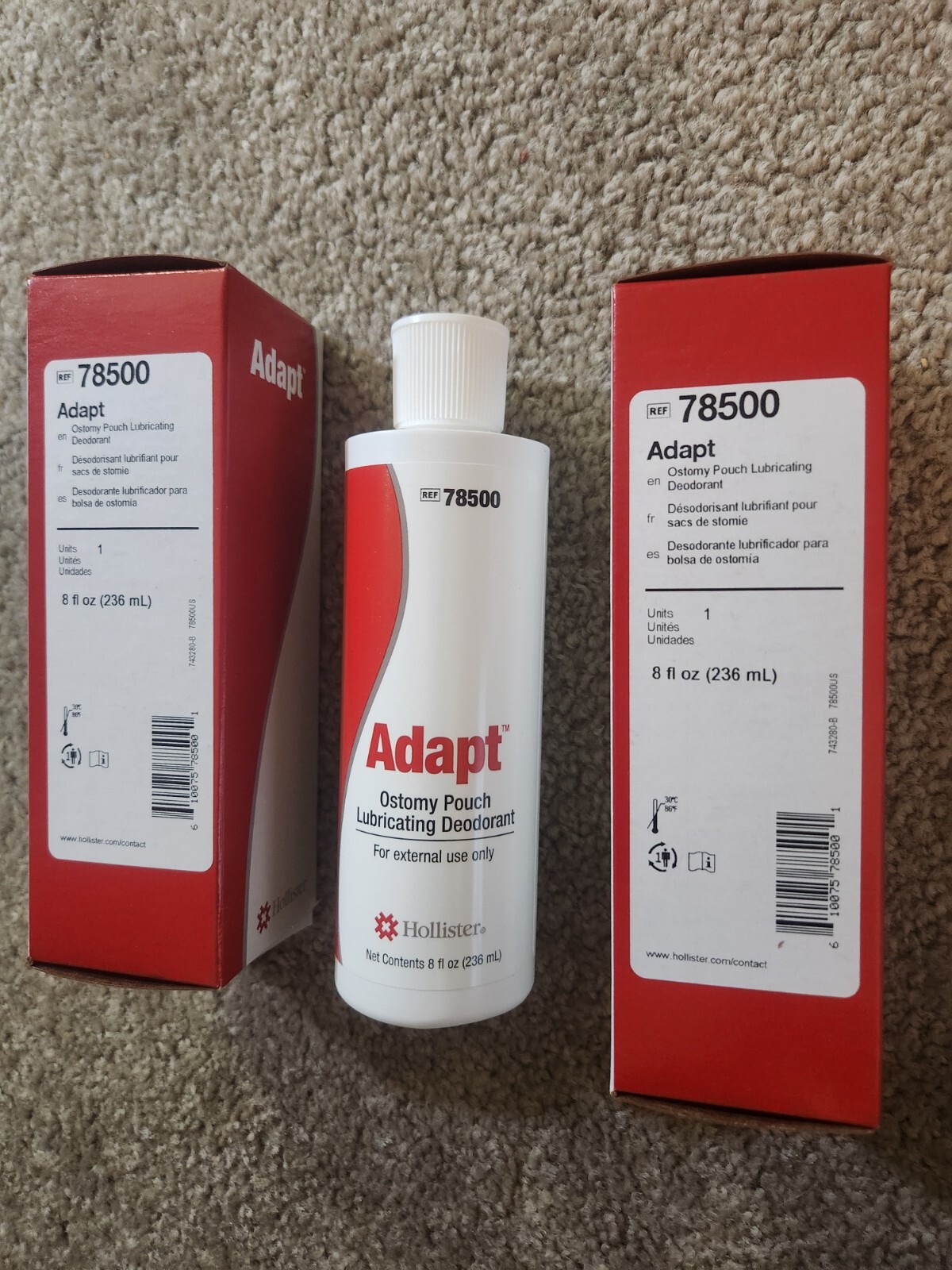 3 X Hollister 78500 Adapt Ostomy Lubricating Deodorant 8oz Exp.09/01