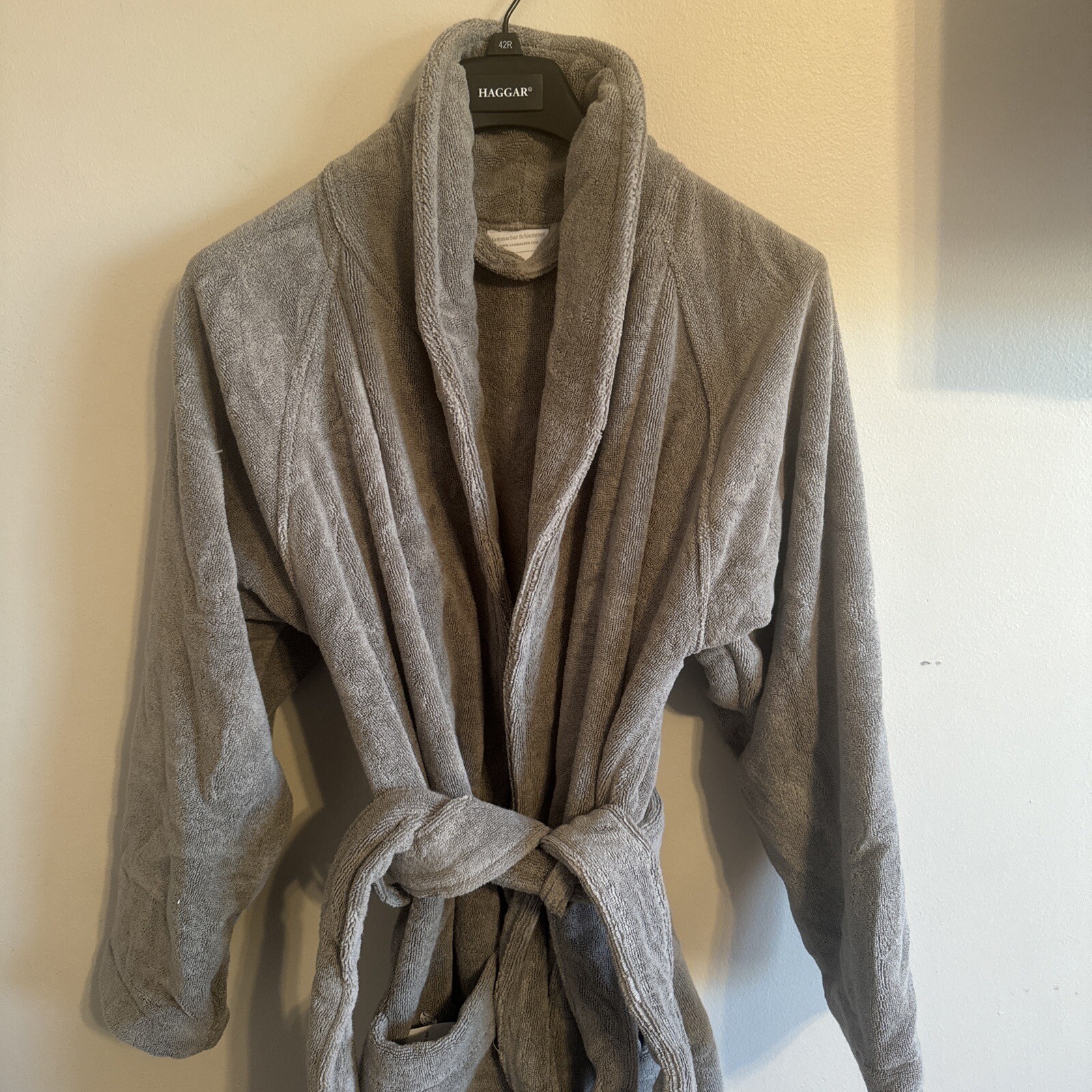 Hammacher Schlemmer Genuine Turkish Cotton Luxury Spa Bath Robe Gray