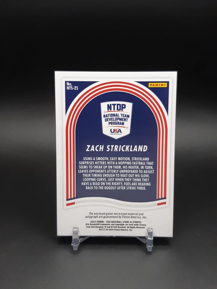 2024 Panini Stars and Stripes Zach Strickland #NTS-ZS Red Ink Auto - Image 2 of 2