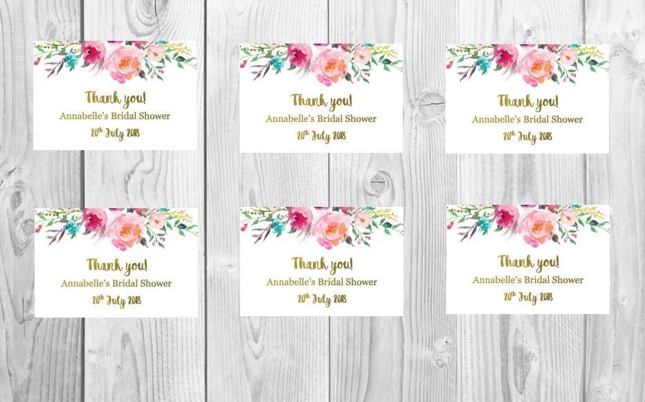 Printable Wedding Bridal Shower Favour Bomboniere tags thank you cards