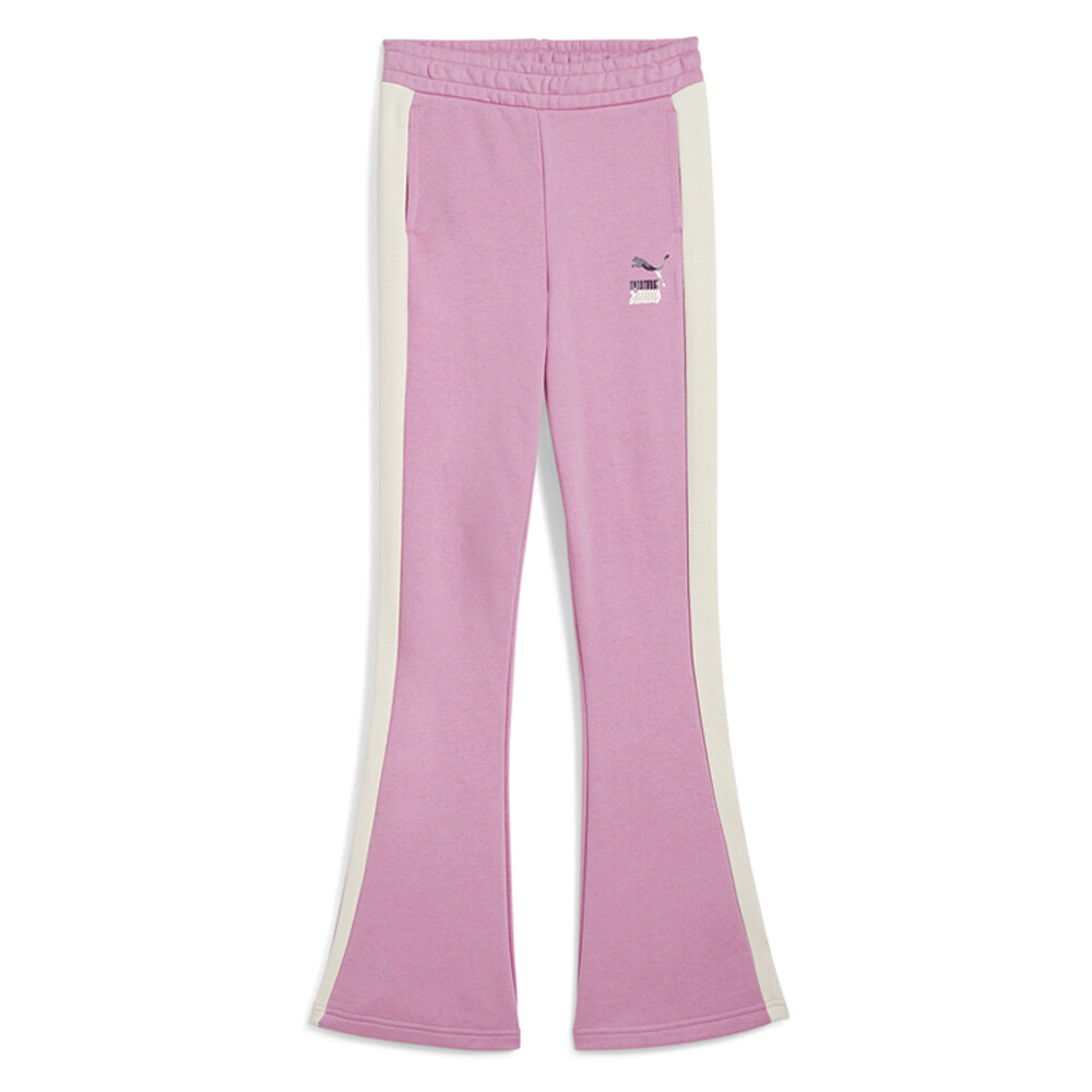 Расклешенные спортивные брюки Puma Lava Land для молодых девушек, розовые повседневные спортивные штаны 626445