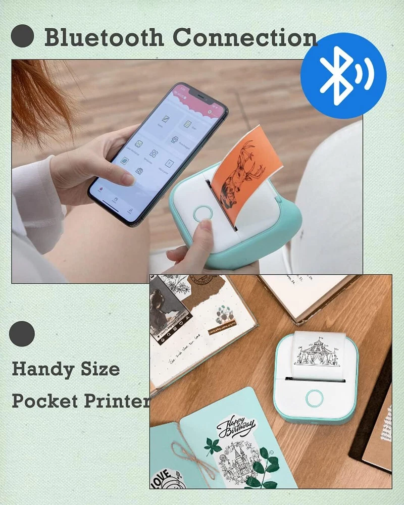 Phomemo T02 Mini Wireless Pocket Thermal Photo Printer Fast Shipping US