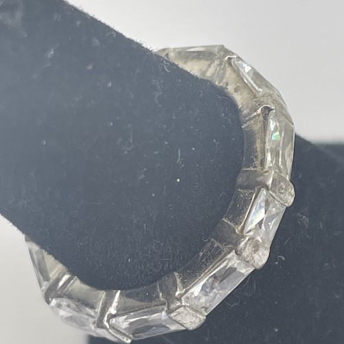 SQUEARE CRYSTAL VINTAGE ESTATE 925 STERLING SILVER WOMEN'S RING SIZE 6 - Picture 5 of 13