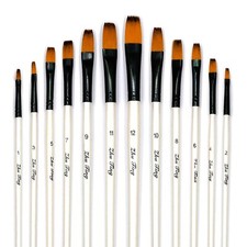 Acrylic Paint Brushes Set, 12pcs Flat Tip Nylon Hair Artist Paintbrushes for ...