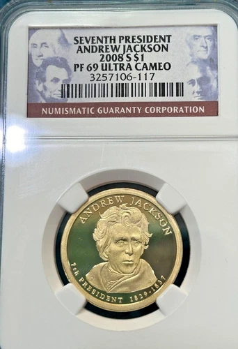 2008-S ANDREW JACKSON 7th President NGC PF69 Ultra Cameo Proof $1 Coin