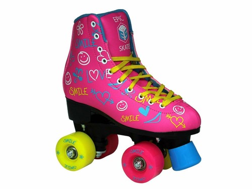 Patines de cuatro ruedas Epic Blush de techo alto interior/exterior con 2 pares de cordones - Imagen 6 de 7
