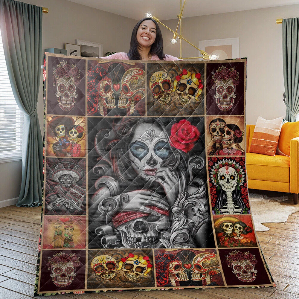 Sugar Skull Quilt, Sugar Skulls Quilt Blanket
