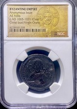 Moneda Virgen María y Jesucristo Imperio Bizantino 1065AD-1071AD NGC Genuina