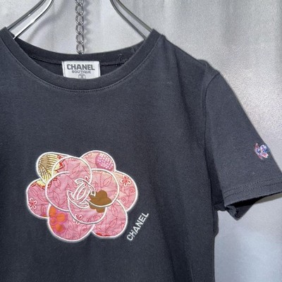 CHANEL ブラック Tシャツ カメリア　桜　y2k CHANEL Black T-shirt Camellia Sakura y2k F/S from Japan | eBay