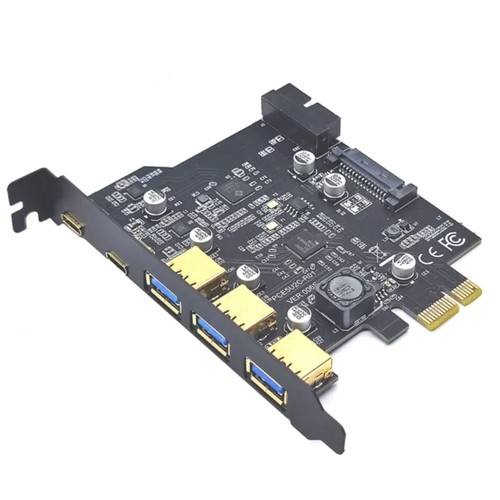 PCI-E Expansion Card USB 3.2 GEN1 5 Port 2*Type-C 3*USB-A 19 Pin Adapter 5Gbps - Picture 2 of 5