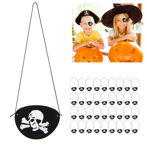 36pcs Pirate Eye Patch Black Felt White Skull Decoration For Birthday Party - Picture 12 of 22