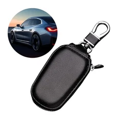 1 Pcs Black Car Key Case, Leather Key Fob Protector, Universal Car Smart 