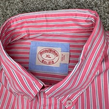 VTG Brooks Brothers Shirt XL Pink Candy Striped Oxford Button Down Est. 1818
