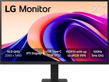 LG - 27" Monitor QHD IPS 100Hz with HDR10 HDMI USB-C - Black