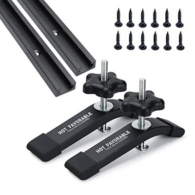 Aluminum 2PK 24'' T-Track for Woodworking with 2PK Hold-Down Clamps