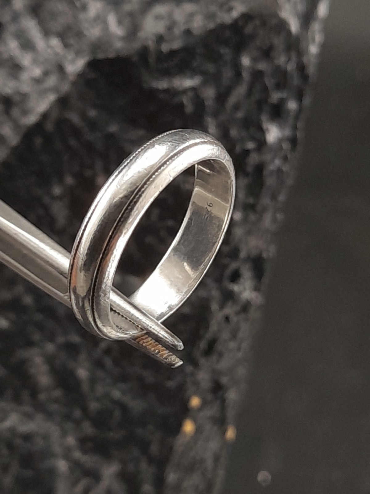 Sterling Silver Ridged Band Ring Engraved size T, 4.8g image 10