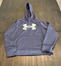 Under Armour Women's Hoodie Small Navy Blue Logo Hooded Long Sleeve pocket