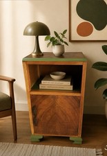 Mid Century Vintage Antique Bedside Table Cabinet with Cupboard Hallway Storage