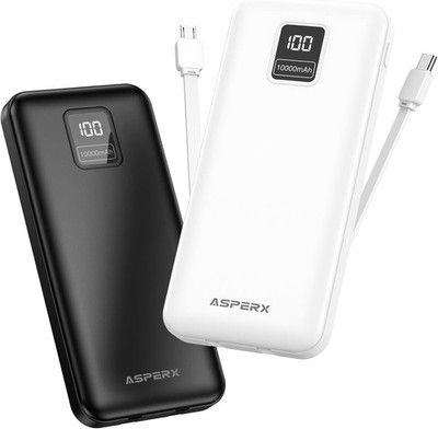 AsperX 2-Pack 10000mAh Portable Charger, USB C Power Bank Fast Charging