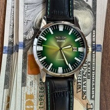 Vintage Raketa Watch Mechanical Aviator Green Pilot USSR Wrist Soviet Men's Date