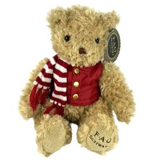 FAO Schwarz Teddy Bear 16 inch Plush Red Puffer Vest Striped Scarf