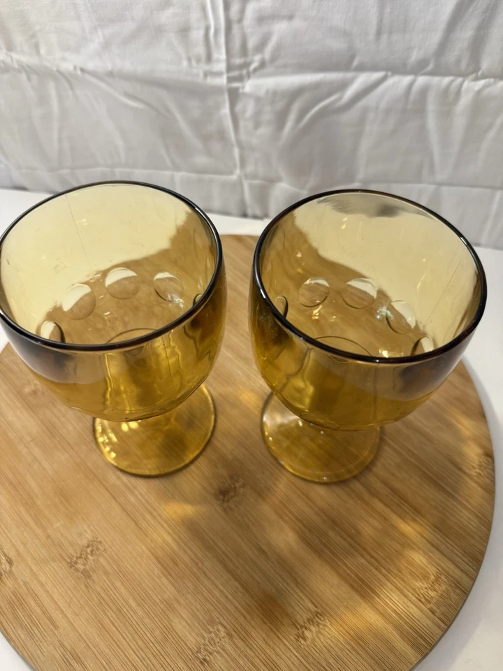 Juego de 2 vajilla de vidrio con huella digital amarillo ámbar Bartlett Collins Foto 2 de 2