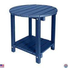 Chic Blue Adirondack 2-Tier Outdoor Side Table - Durable HDPE for Patio & Garden