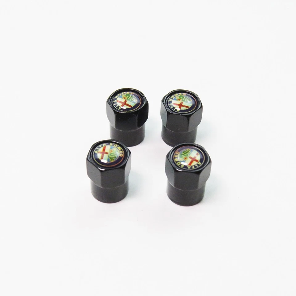 Compatible with Alfa Romeo 4Pcs Tire Valve Stem Caps Black Anodized Aluminum Set - Image 2 of 4