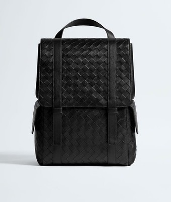 Bottega Veneta Mens Black Leather Back to School Backpack $5,200