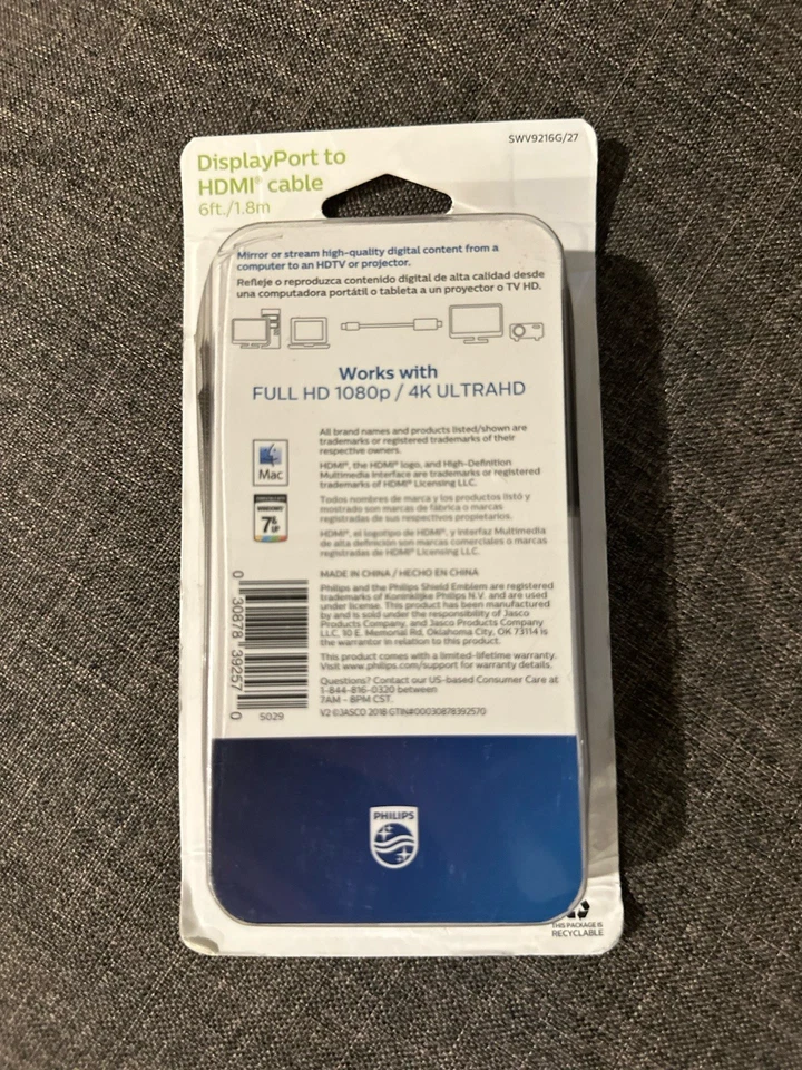 Philips 6' Display Port to HDMI Cable - Black - Image 2 of 2