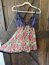 Y2K Floral Babydoll Nightie Lace Sequin Lingerie Chemise Fairycore Boho