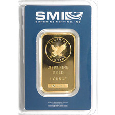 1 Troy oz Sunshine Mint Gold Bar .9999 Fine Sealed In Assay Mint Mark SI 5290.23 per troy oz