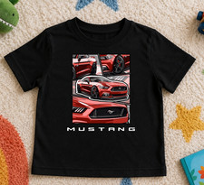 Kids T-Shirt Red Mustang Graphic Youth Black Muscle Cars Racing Tee