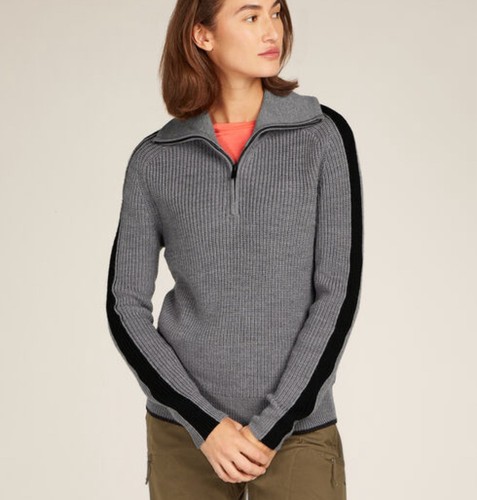 Icebreaker Wool Women’s Lodge Long Sleeve Half Zip Sweater Chunky Knit Sz Small - Picture 9 of 9