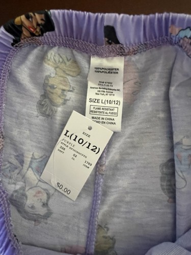 Disney Girls Purple Princess 2-Piece Pajamas Short Set Size L (10/12) New - Picture 6 of 6