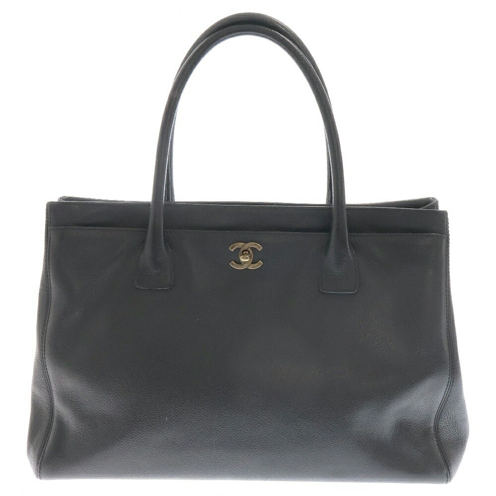 Chanel 2002 Caviar Skin Executive Tote Bag Black B Color Pavement r9_0805