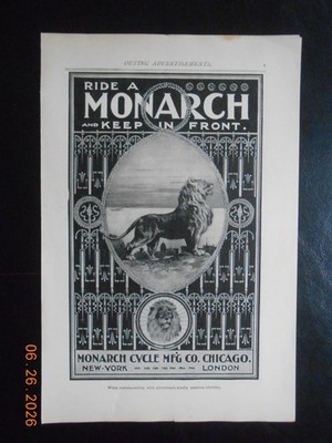 1897 Monarch Cycle MFG CO Chicago New York AD Sterling Bicycle New Haven Temple