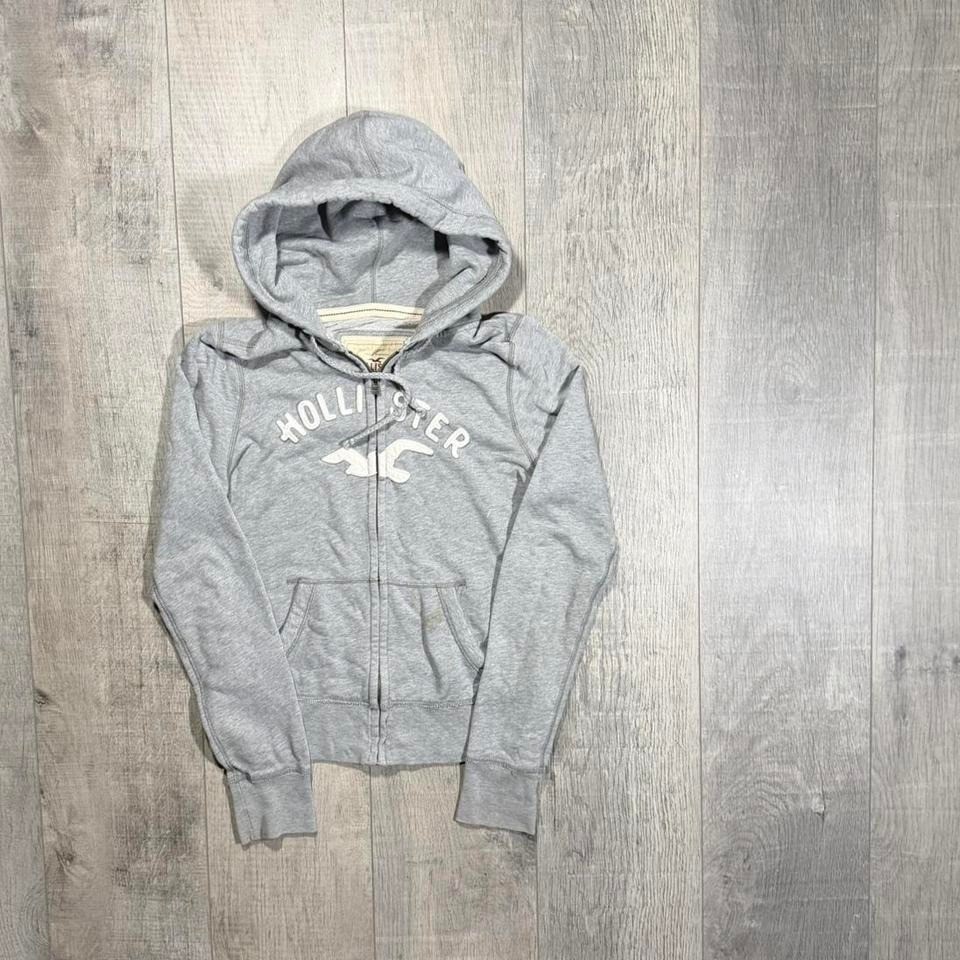 Women's vintage 2000s Y2K email grunge gray Hollister full zip hoodie