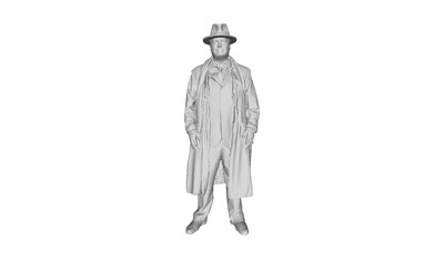 Printle C Homme 2796T--Man Trench Coat Fedora Figure for Dioramas Train Sets