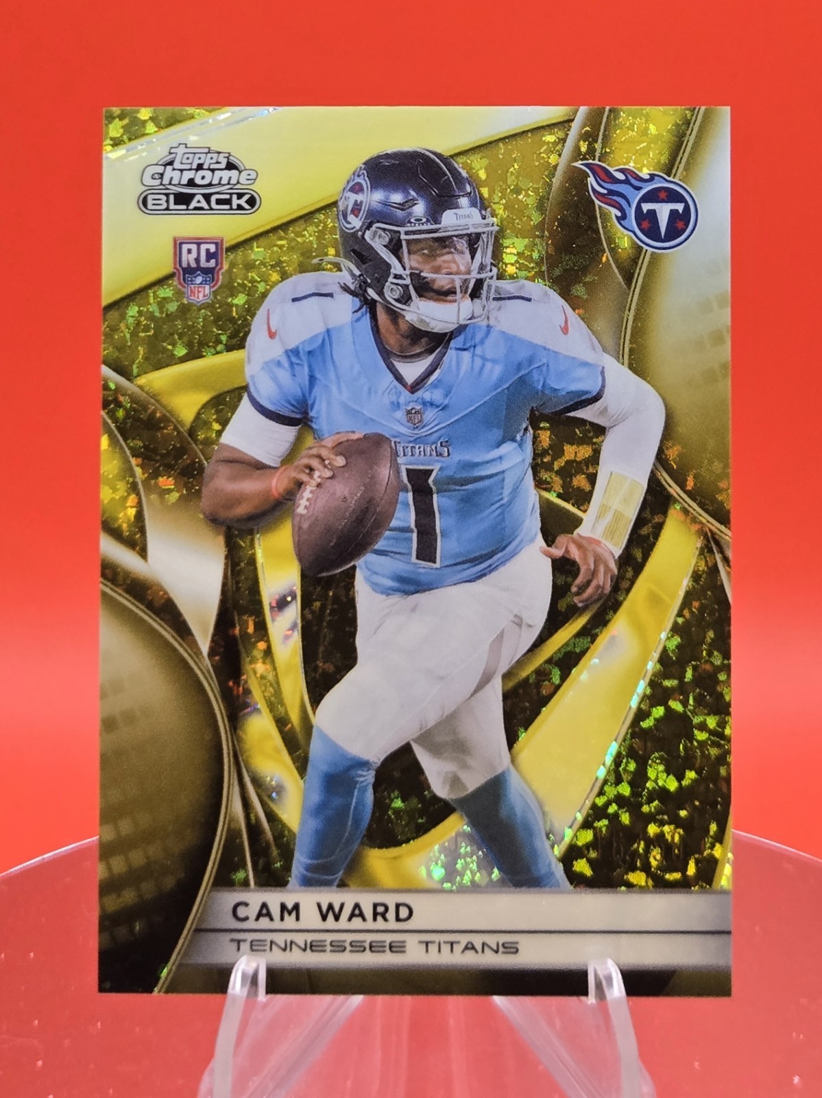 2025 Topps Chrome Black Cam Ward (RC) Gold Mini-Diamond Refractor /50 Titans 