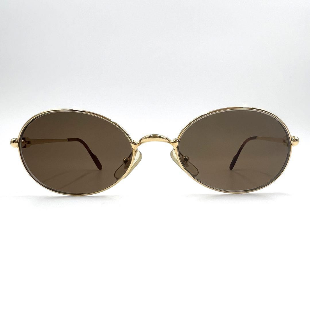 Cartier サングラス ハーフリム エタニティ ゴールド ブラウン 135 Cartier Sunglasses 51□19 135 Men's Gold Oval Full Rim