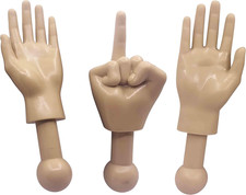 Tiny Hands 4.5-Inch Novelty Toys  Beige Left and Right  Middle Finger Hand  P