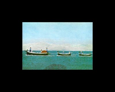 Eugen Buktenica Solta Croatia Naive Art Print Fishing Boats 8x10 Matted